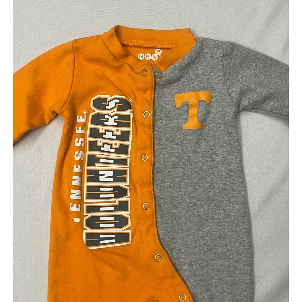 Gen2 Tennessee Volunteers Baby Romper 0-3M Orange Gray Snap Front Long Sleeve